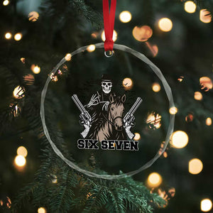 Six Seven Meme Skeleton Cowboy Crystal Glass Ornament Funny Western Gift TS12 Print Your Wear