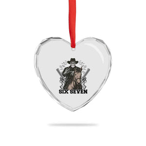 Six Seven Meme Skeleton Cowboy Heart Crystal Glass Ornament Funny Western Gift TS12 Print Your Wear