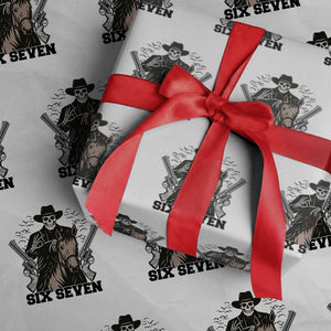 Six Seven Meme Skeleton Cowboy Wrapping Paper Roll Funny Western Gift TS12 White Print Your Wear