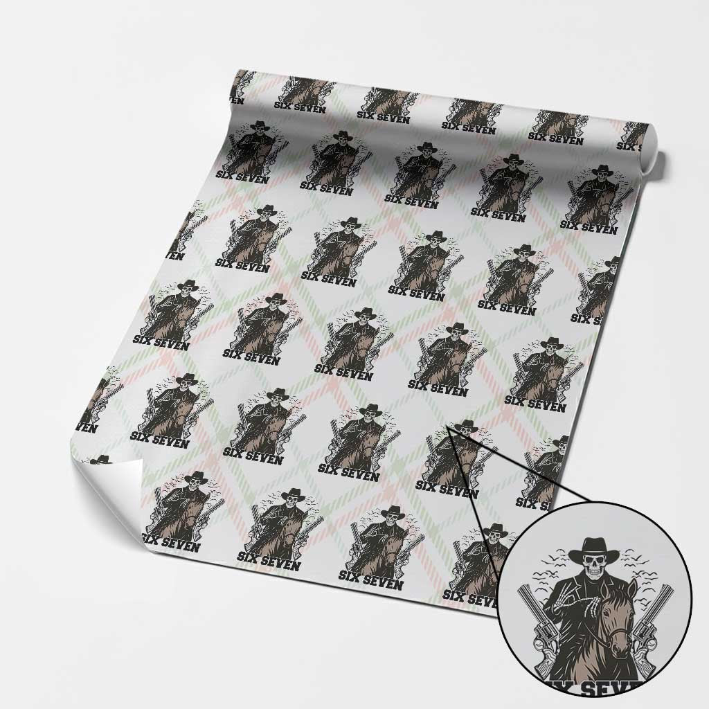 Six Seven Meme Skeleton Cowboy Wrapping Paper Roll Funny Western Gift TS12 Christmas Plaid Print Your Wear