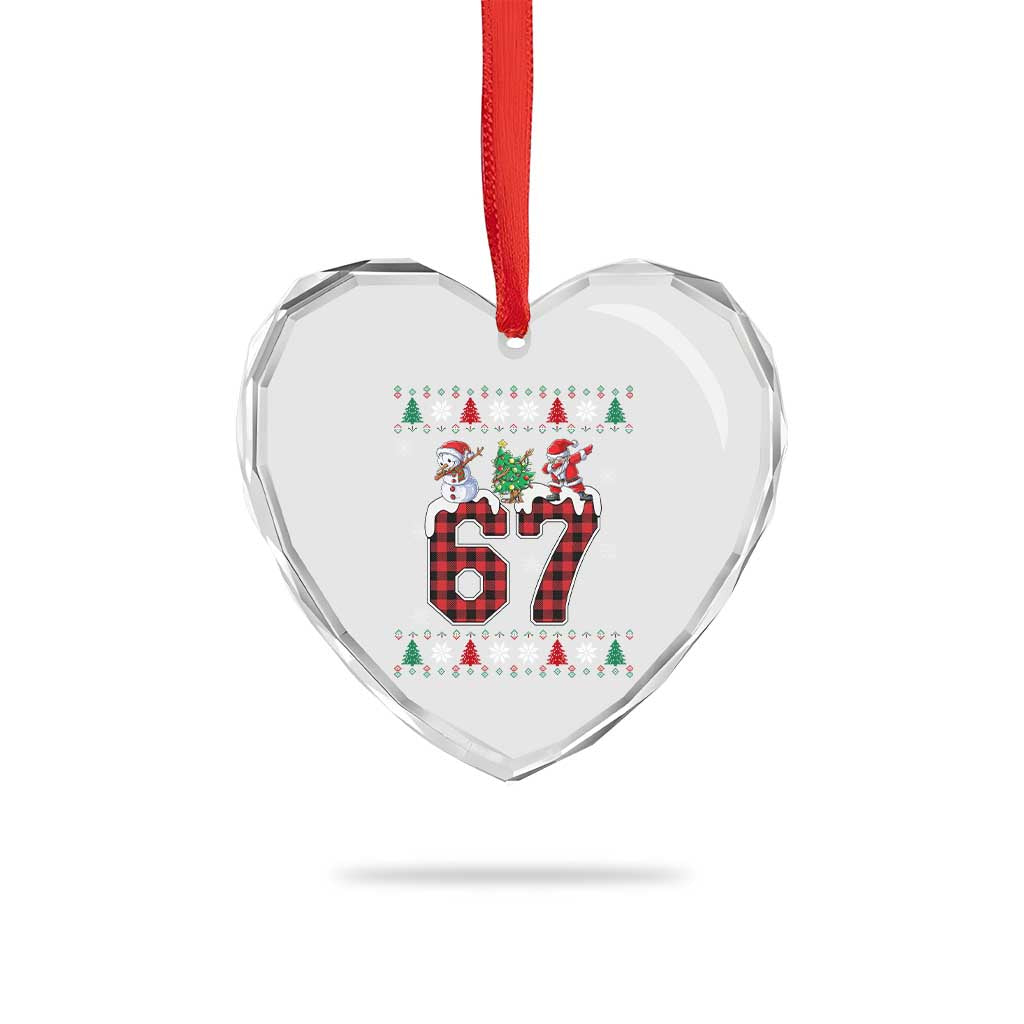 Six Seven Meme Snowman Santa Dab Heart Crystal Glass Ornament Funny Christmas Ugly Sweater Gift TS12 Print Your Wear