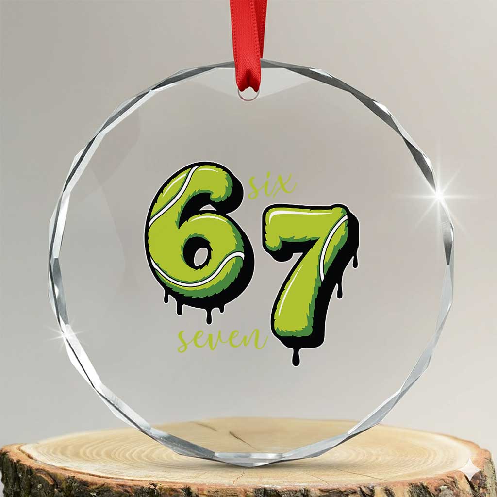 Six Seven Meme Tennis Lover Crystal Glass Ornament Gen Alpha Slang Gift TS12 Transparent Glass 3'' Circle Print Your Wear