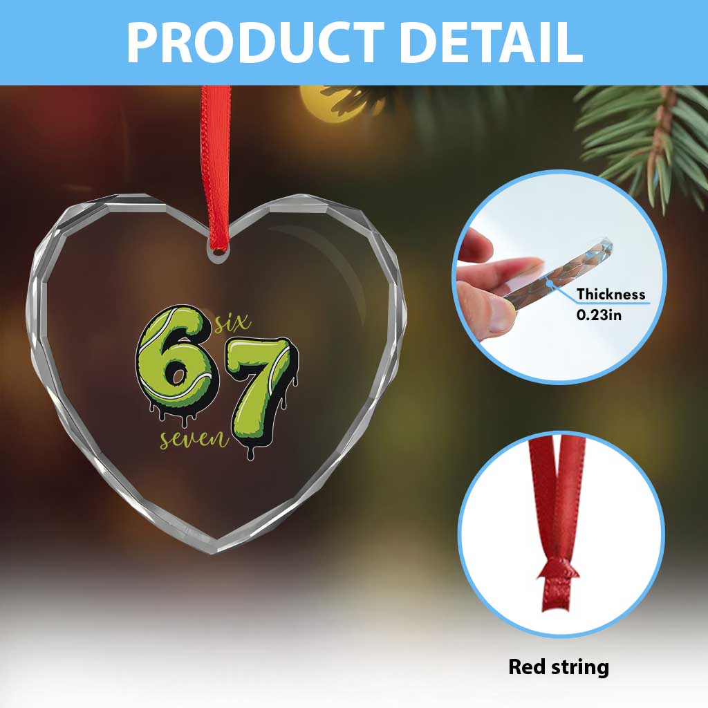 Six Seven Meme Tennis Lover Heart Crystal Glass Ornament Gen Alpha Slang Gift TS12 Print Your Wear