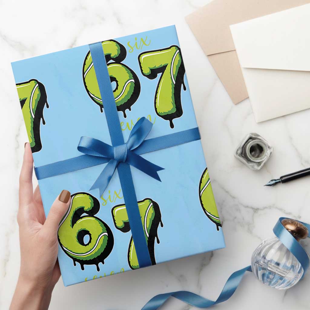 Six Seven Meme Tennis Lover Wrapping Paper Roll Gen Alpha Slang Gift TS12 Light Blue Print Your Wear