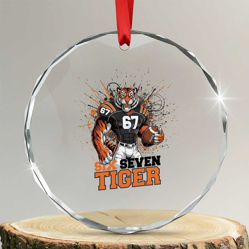 Six Seven Meme Tiger Football Crystal Glass Ornament Funny Gen Z Alpha Gift TS12 Transparent Glass 3'' Circle Print Your Wear
