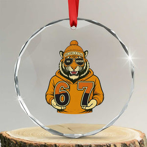 Six Seven Meme Tiger Football Fan Crystal Glass Ornament Gen Alpha Slang Gift TS12 Transparent Glass 3'' Circle Print Your Wear