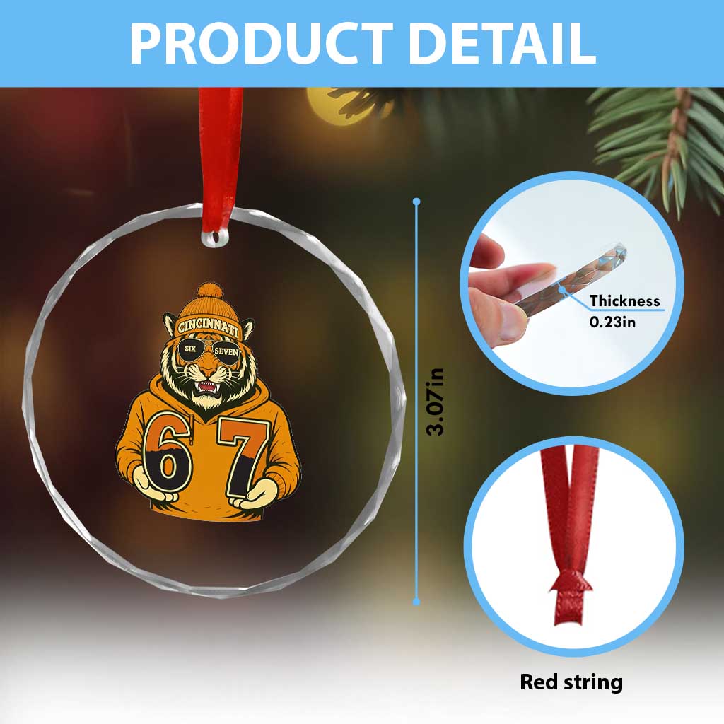 Six Seven Meme Tiger Football Fan Crystal Glass Ornament Gen Alpha Slang Gift TS12 Print Your Wear