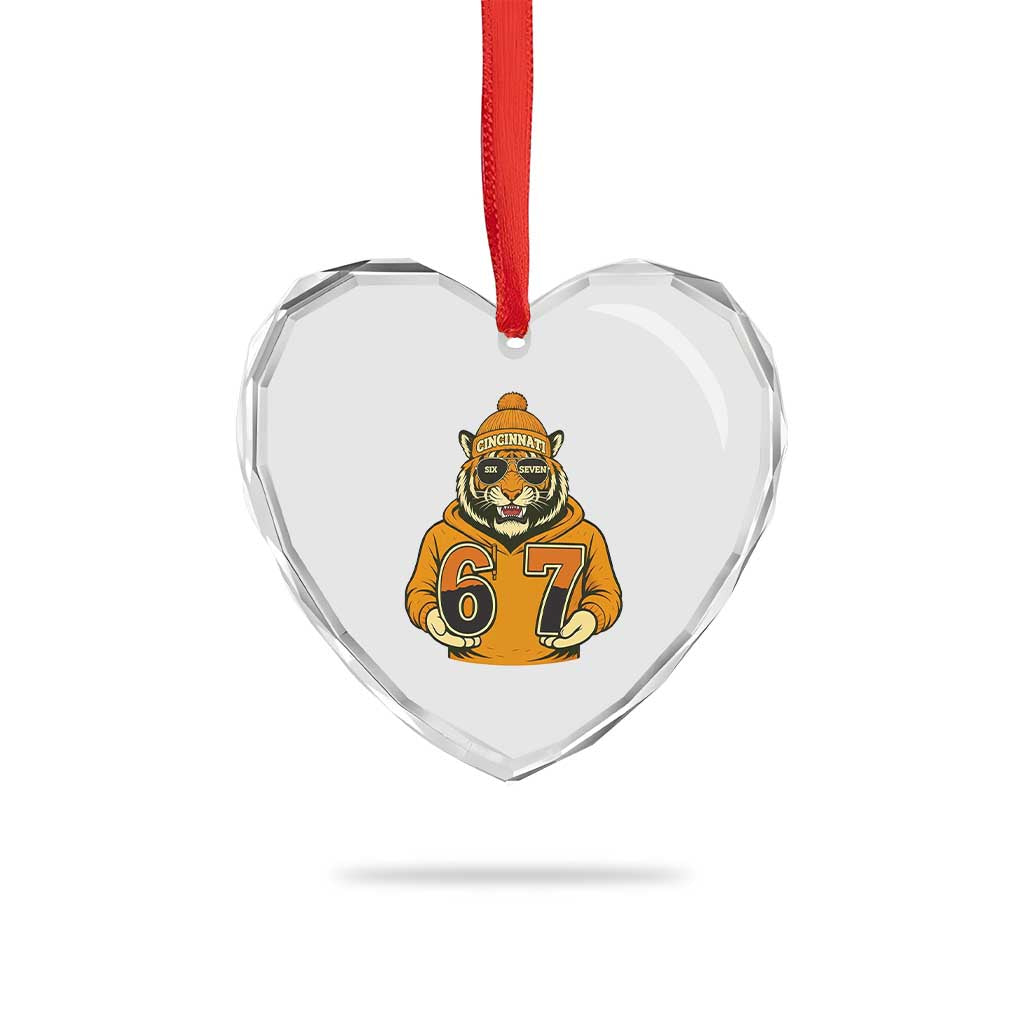 Six Seven Meme Tiger Football Fan Heart Crystal Glass Ornament Gen Alpha Slang Gift TS12 Print Your Wear