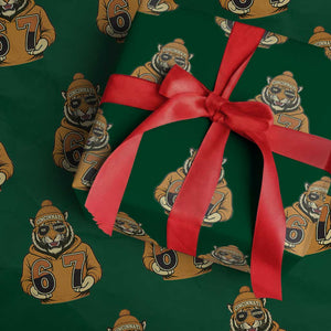 Six Seven Meme Tiger Football Fan Wrapping Paper Roll Gen Alpha Slang Gift TS12 Green Print Your Wear