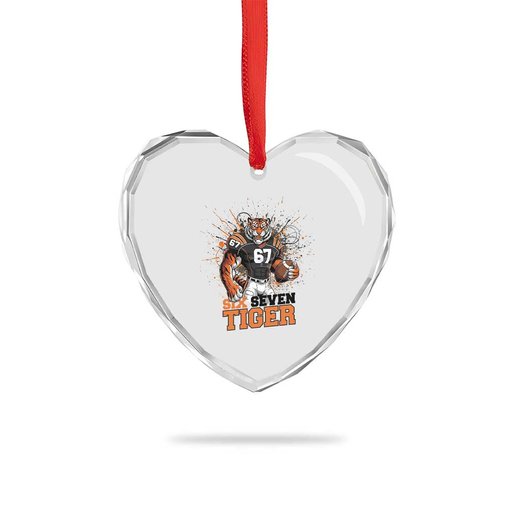 Six Seven Meme Tiger Football Heart Crystal Glass Ornament Funny Gen Z Alpha Gift TS12 Print Your Wear