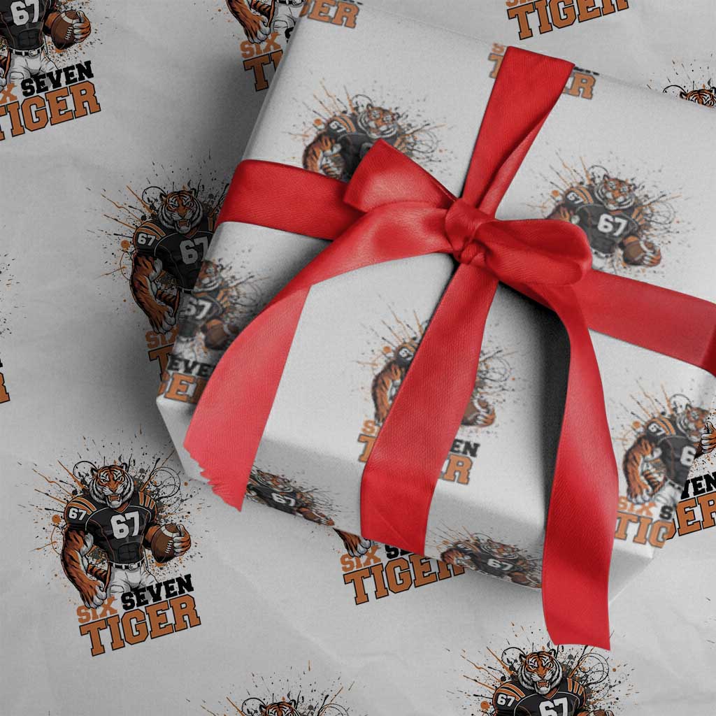 Six Seven Meme Tiger Football Wrapping Paper Roll Funny Gen Z Alpha Gift TS12 White Print Your Wear