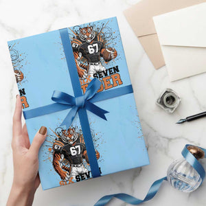 Six Seven Meme Tiger Football Wrapping Paper Roll Funny Gen Z Alpha Gift TS12 Light Blue Print Your Wear