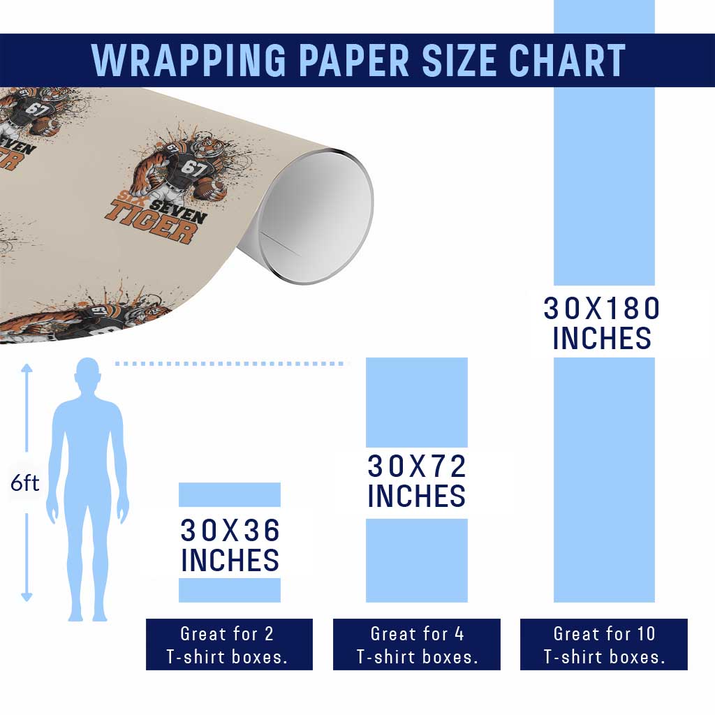 Six Seven Meme Tiger Football Wrapping Paper Roll Funny Gen Z Alpha Gift TS12 Print Your Wear