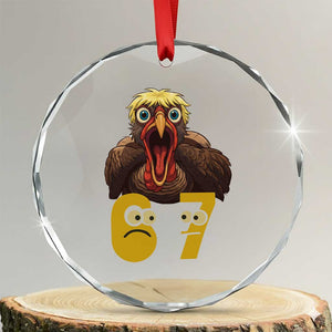 Six Seven Meme Turkey Crystal Glass Ornament Trending Gen Alpha Thanksgiving Gift TS12 Transparent Glass 3'' Circle Print Your Wear