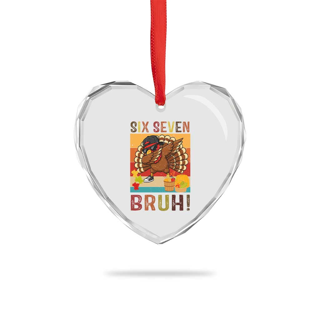 Six Seven Meme Turkey Dabbing Heart Crystal Glass Ornament Funny Thanksgiving Gift TS12 Print Your Wear