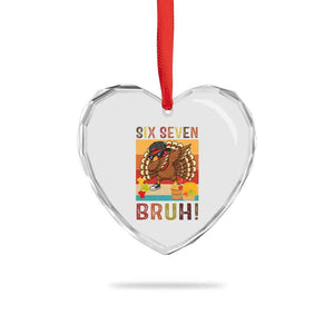 Six Seven Meme Turkey Dabbing Heart Crystal Glass Ornament Funny Thanksgiving Gift TS12 Print Your Wear