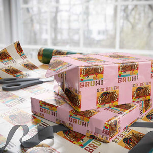 Six Seven Meme Turkey Dabbing Wrapping Paper Roll Funny Thanksgiving Gift TS12 Light Pink Print Your Wear