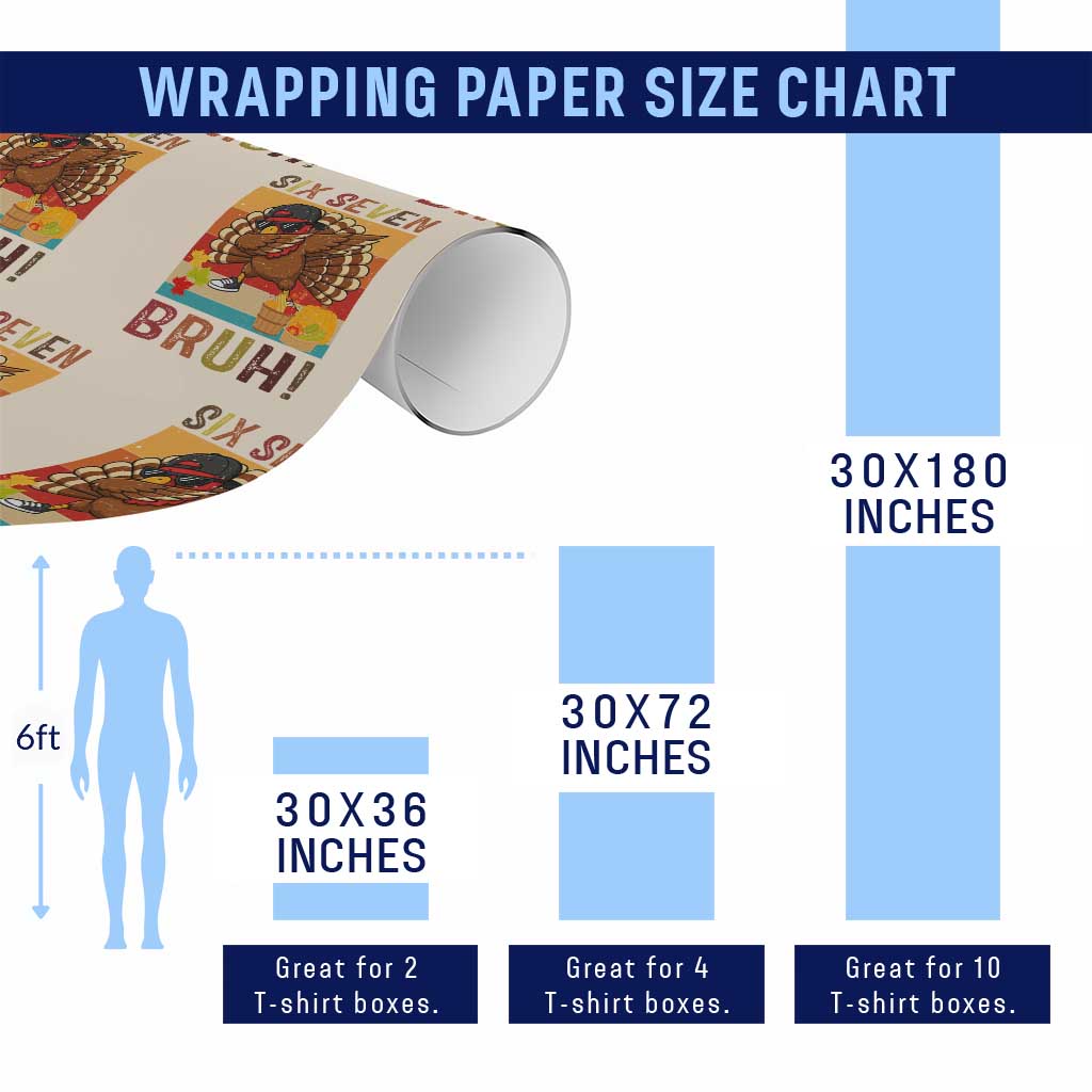Six Seven Meme Turkey Dabbing Wrapping Paper Roll Funny Thanksgiving Gift TS12 Print Your Wear