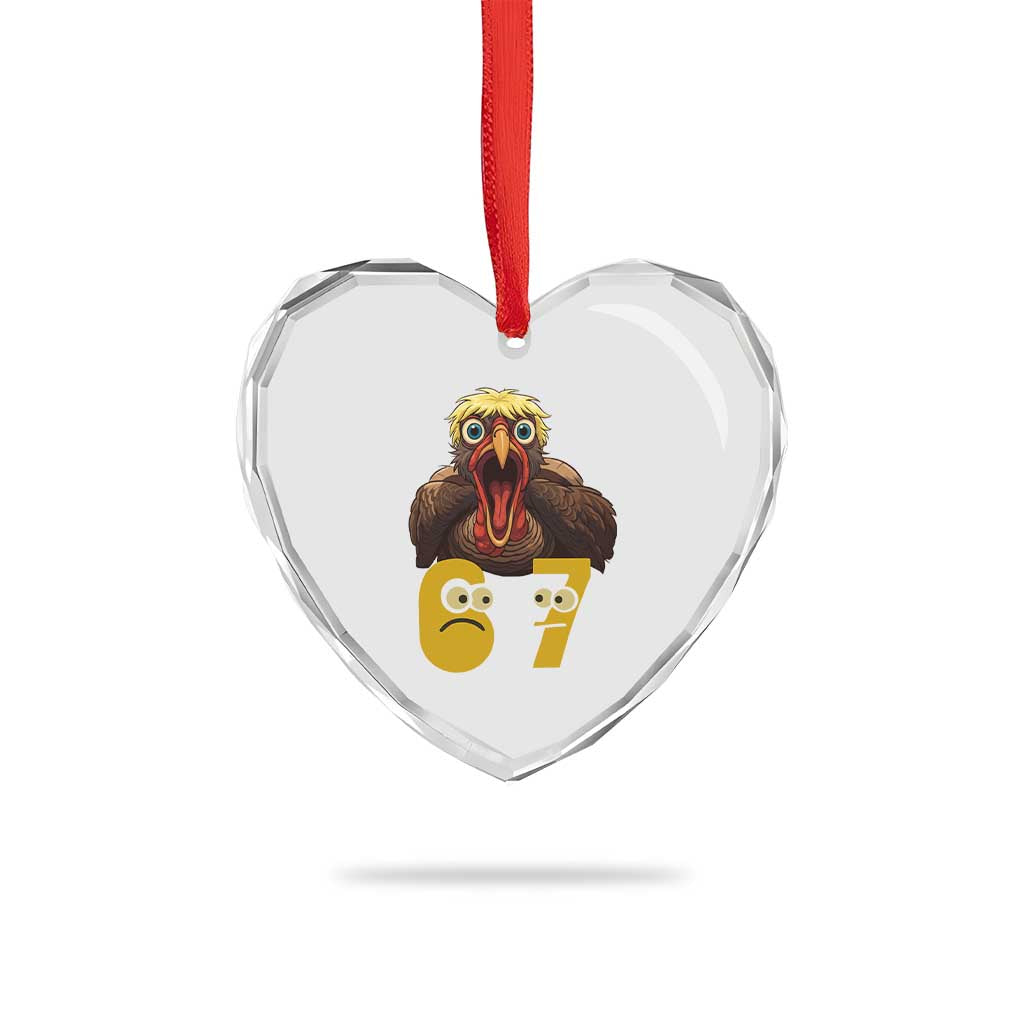 Six Seven Meme Turkey Heart Crystal Glass Ornament Trending Gen Alpha Thanksgiving Gift TS12 Print Your Wear