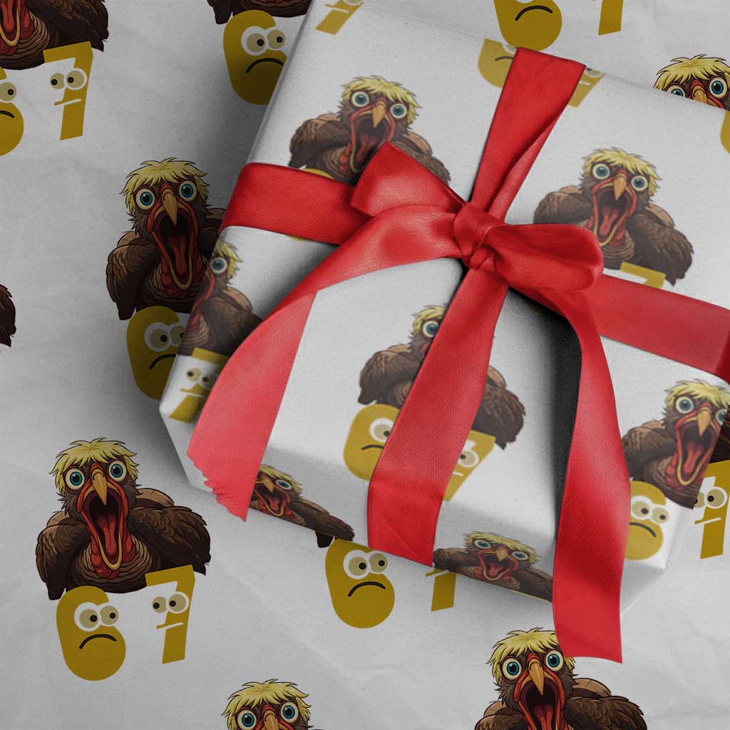 Six Seven Meme Turkey Wrapping Paper Roll Trending Gen Alpha Thanksgiving Gift TS12 White Print Your Wear