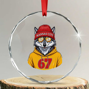 Six Seven Meme Wolf Football Fan Crystal Glass Ornament Gen Alpha Slang Gift TS12 Transparent Glass 3'' Circle Print Your Wear