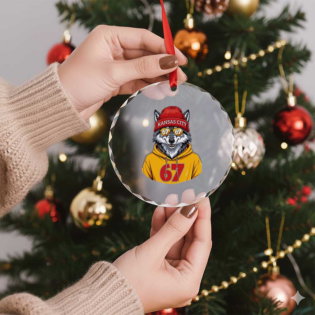 Six Seven Meme Wolf Football Fan Crystal Glass Ornament Gen Alpha Slang Gift TS12 Print Your Wear