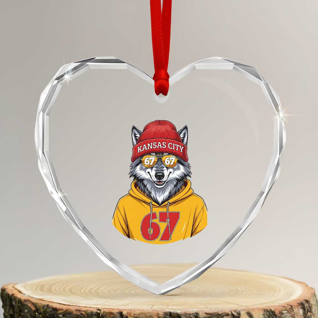 Six Seven Meme Wolf Football Fan Heart Crystal Glass Ornament Gen Alpha Slang Gift TS12 Transparent Glass 3'' Heart Print Your Wear