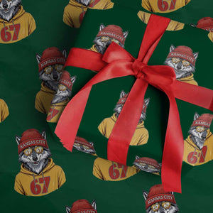 Six Seven Meme Wolf Football Fan Wrapping Paper Roll Gen Alpha Slang Gift TS12 Green Print Your Wear