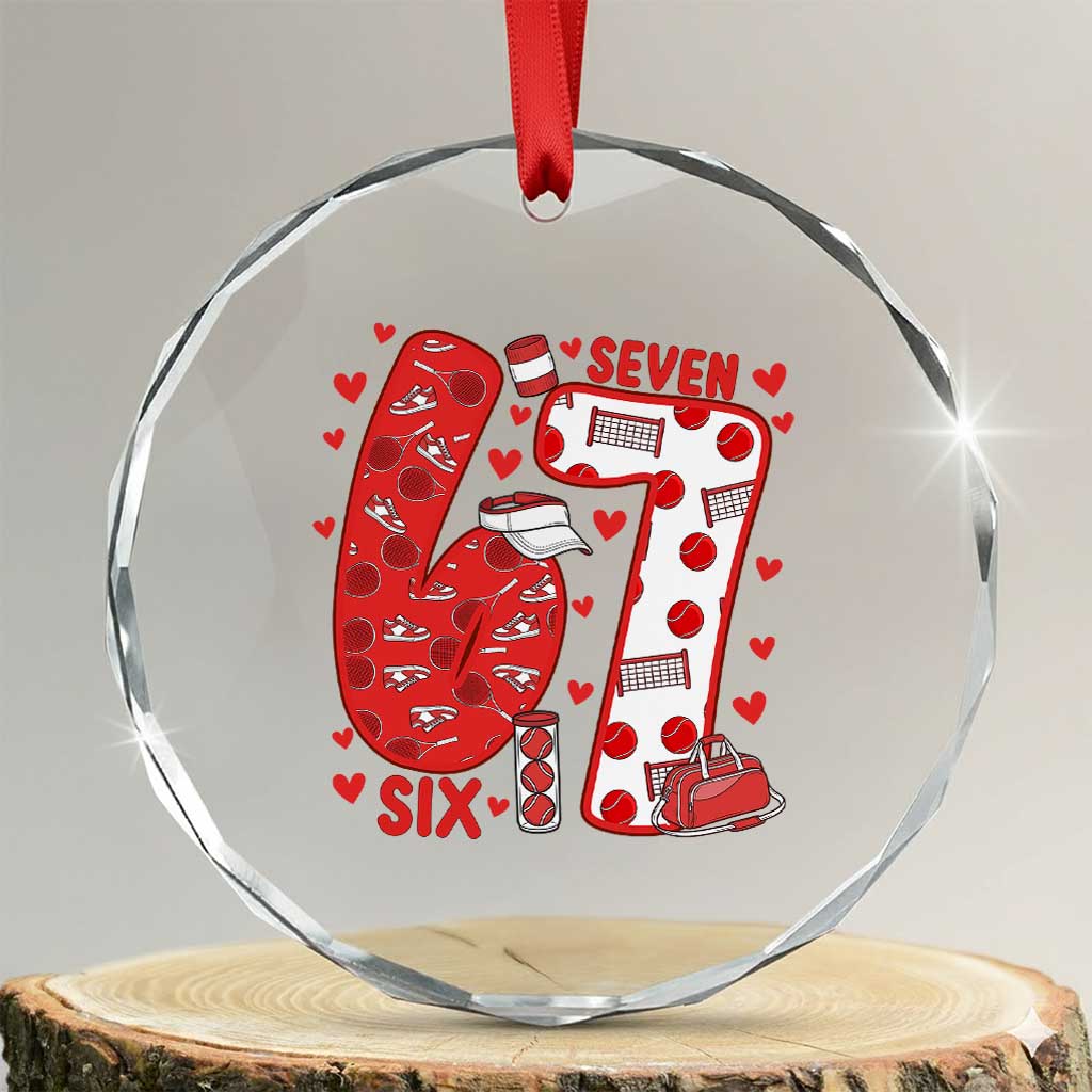 Six Seven Tennis Meme Crystal Glass Ornament Funny Gen Alpha Valentine TS12 Transparent Glass 3'' Circle Print Your Wear