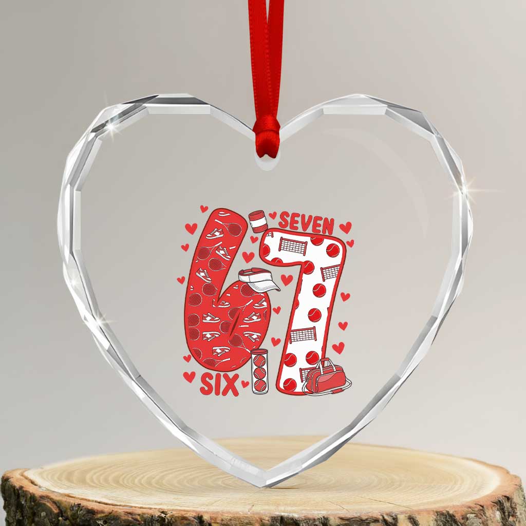Six Seven Tennis Meme Heart Crystal Glass Ornament Funny Gen Alpha Valentine TS12 Transparent Glass 3'' Heart Print Your Wear