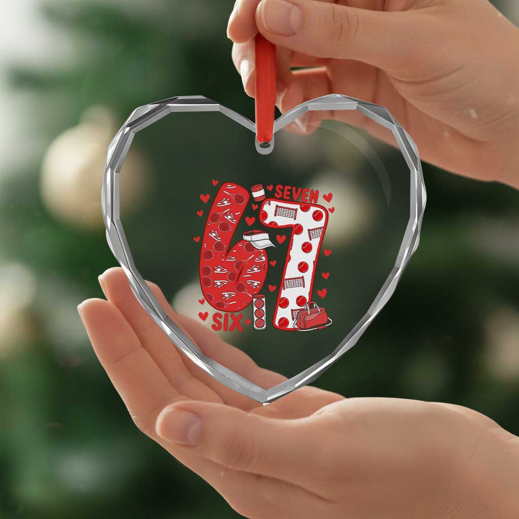 Six Seven Tennis Meme Heart Crystal Glass Ornament Funny Gen Alpha Valentine TS12 Print Your Wear