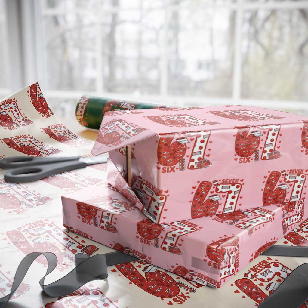 Six Seven Tennis Meme Wrapping Paper Roll Funny Gen Alpha Valentine TS12 Light Pink Print Your Wear