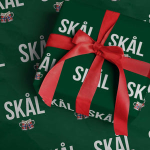 Skål Cheers in Norwegian Norway Wrapping Paper Roll Funny Drinking Beer Norwegian Scandinavian TS14 Green Print Your Wear