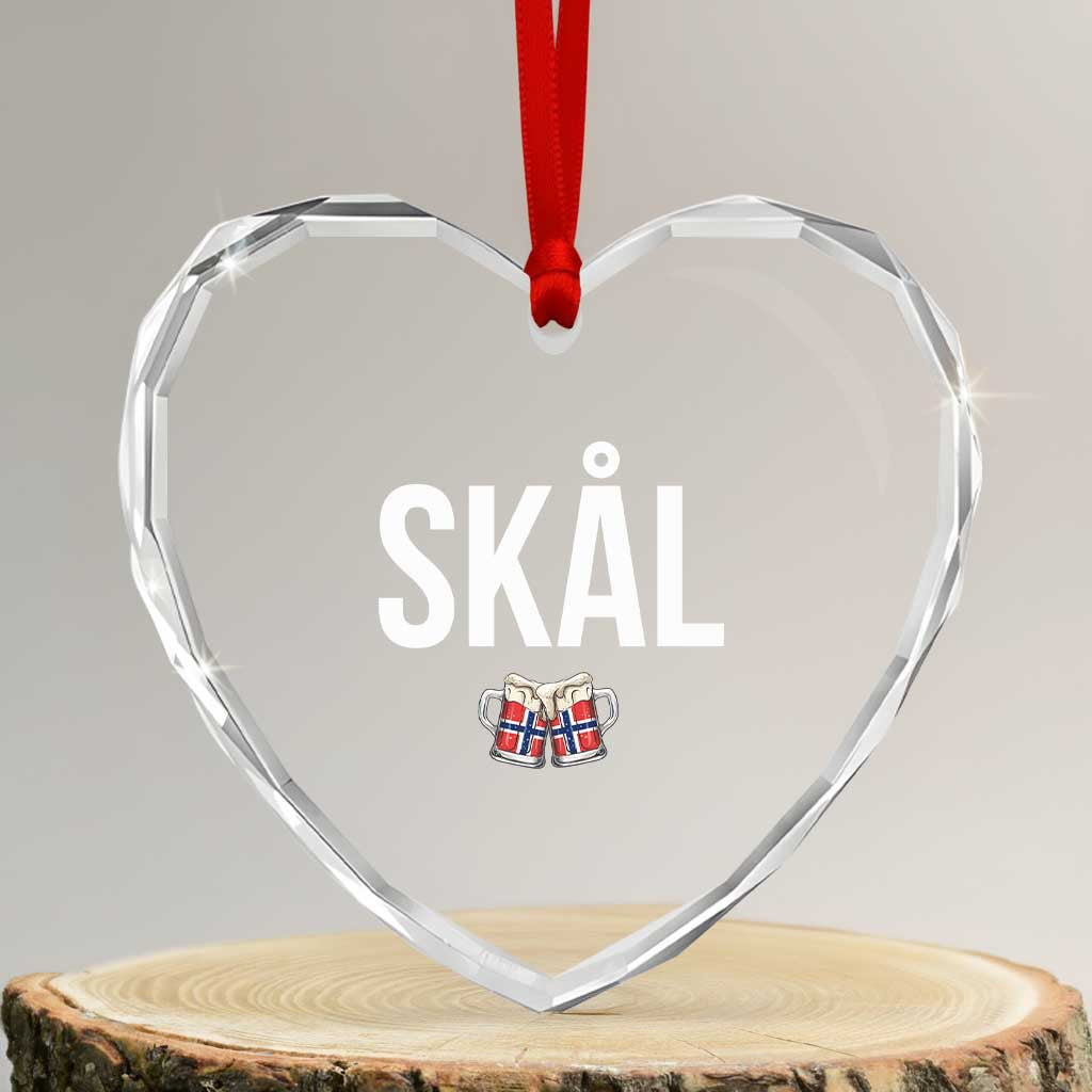 Skål Cheers in Norwegian Norway Heart Crystal Glass Ornament Funny Drinking Beer Norwegian Scandinavian TS14 Transparent Glass 3'' Heart Print Your Wear
