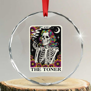 Skeleton 420 Cannabis Crystal Glass Ornament Tarot Card The Stoner Weed Lover TS02 Transparent Glass 3'' Circle Print Your Wear
