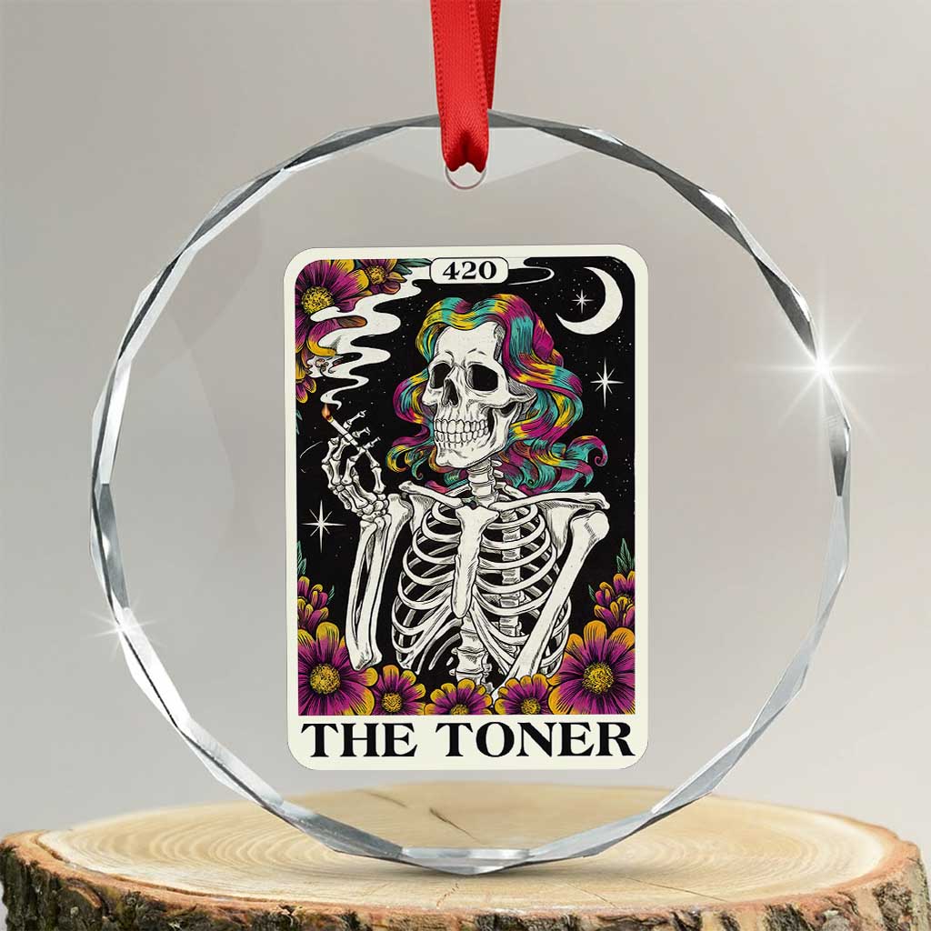 Skeleton 420 Cannabis Crystal Glass Ornament Tarot Card The Stoner Weed Lover TS02 Transparent Glass 3'' Circle Print Your Wear
