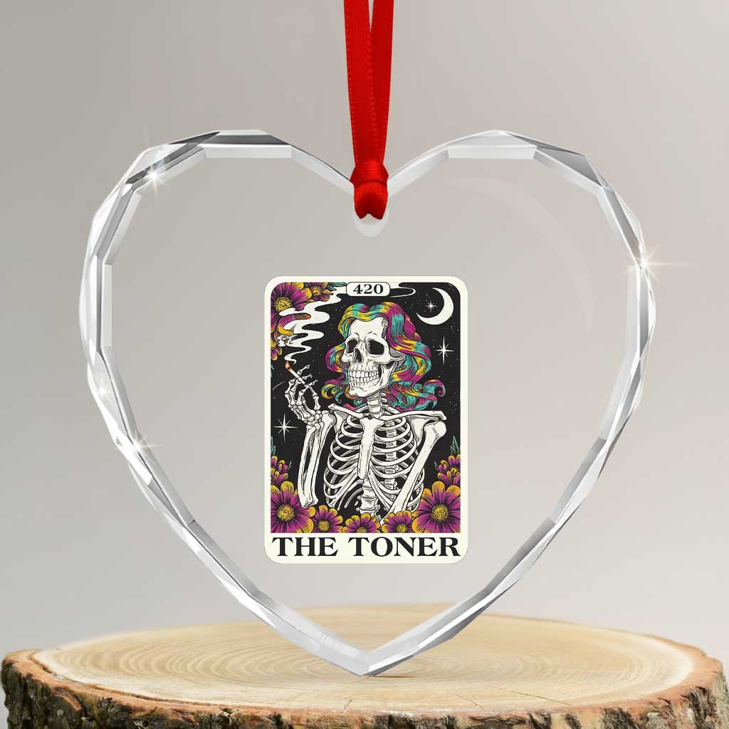 Skeleton 420 Cannabis Heart Crystal Glass Ornament Tarot Card The Stoner Weed Lover TS02 Transparent Glass 3'' Heart Print Your Wear