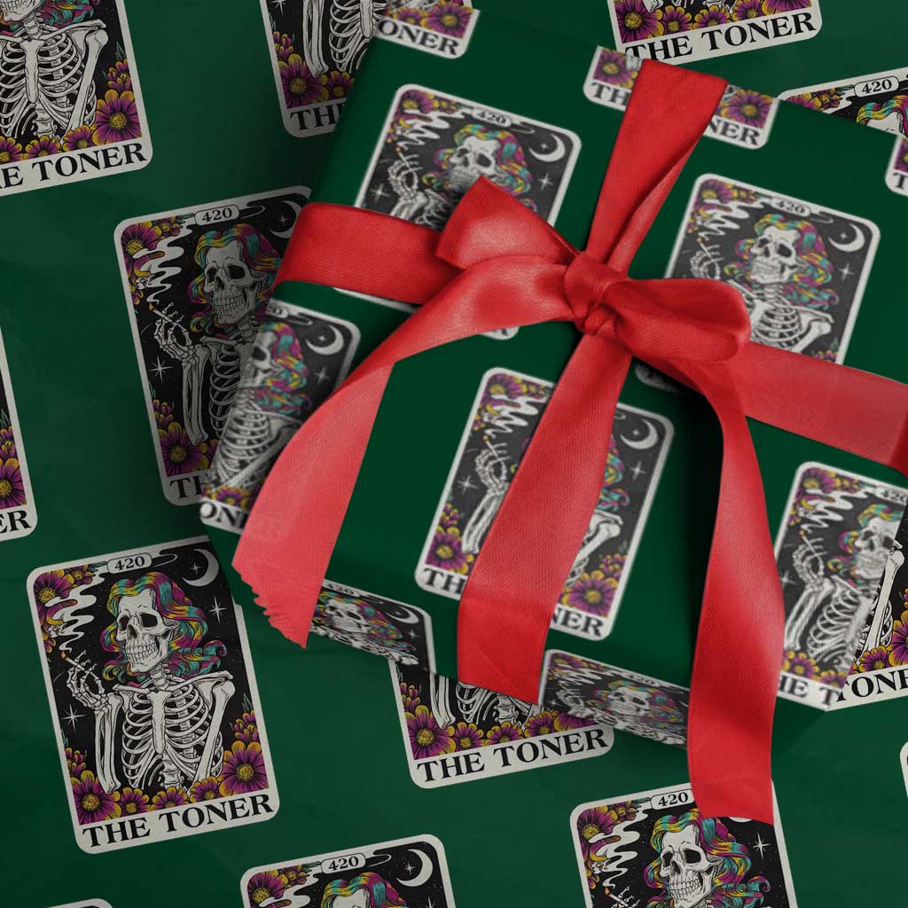 Skeleton 420 Cannabis Wrapping Paper Roll Tarot Card The Stoner Weed Lover TS02 Green Print Your Wear