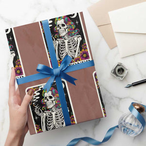 Skeleton 420 Cannabis Wrapping Paper Roll Tarot Card The Stoner Weed Lover TS02 Mocha Print Your Wear