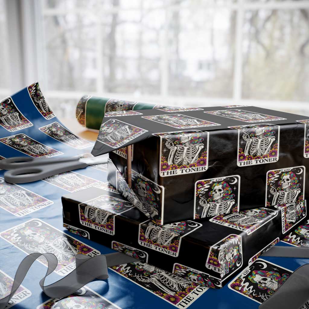 Skeleton 420 Cannabis Wrapping Paper Roll Tarot Card The Stoner Weed Lover TS02 Black Print Your Wear