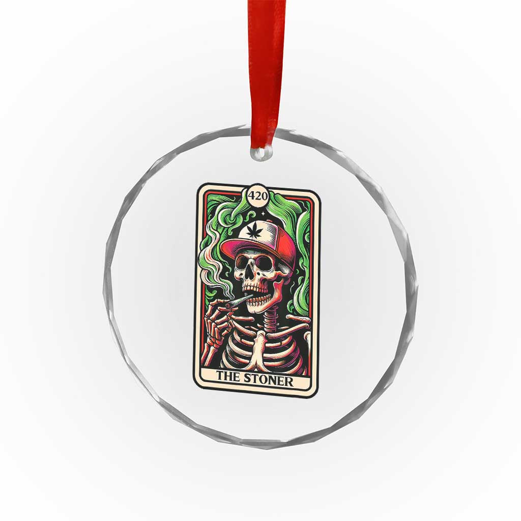 Skeleton 420 The Stoner Crystal Glass Ornament Retro Tarot Card Weed Lover Cannabis Trippy Vibes TS02 Print Your Wear