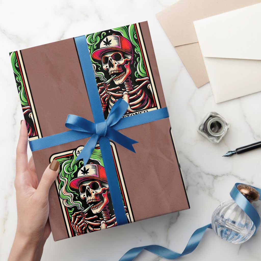 Skeleton 420 The Stoner Wrapping Paper Roll Retro Tarot Card Weed Lover Cannabis Trippy Vibes TS02 Mocha Print Your Wear
