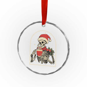 Skeleton Christmas Crystal Glass Ornament Dead Inside But Caffeinated Coffee Addict Xmas Vibe TS02 Print Your Wear
