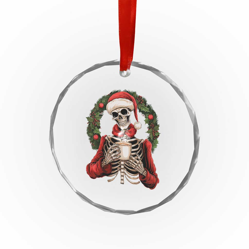 Skeleton Christmas Crystal Glass Ornament Dead Inside But Caffeinated Coffee Lover Xmas Vibe TS02 Print Your Wear