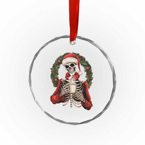 Skeleton Christmas Crystal Glass Ornament Dead Inside But Caffeinated Coffee Lover Xmas Vibe TS02 Print Your Wear