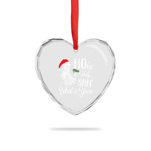 Skeleton Christmas Heart Crystal Glass Ornament Ho Ho Holy Shit What A Year Funny Boujee Xmas Vibe TS02 Print Your Wear
