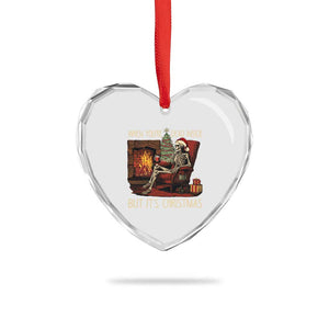 Skeleton Christmas Heart Crystal Glass Ornament When You're Dead Inside But It's Xmas Chillin' TS02 Print Your Wear