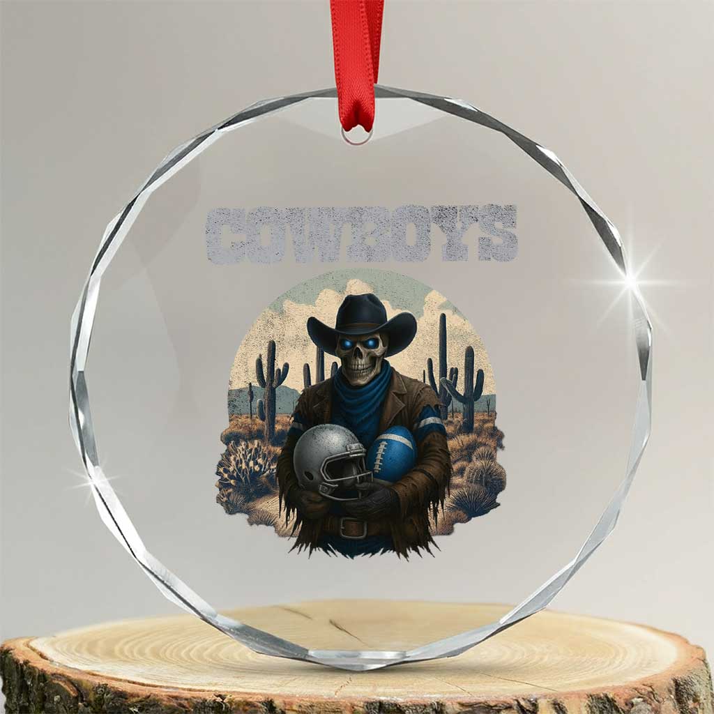 Skeleton Cowboy Football Player Crystal Glass Ornament Western Fan Gift TS12 Transparent Glass 3'' Circle Print Your Wear