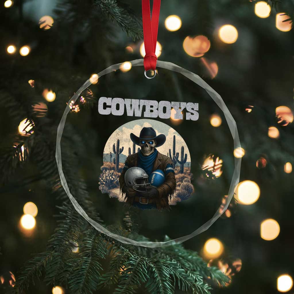 Skeleton Cowboy Football Player Crystal Glass Ornament Western Fan Gift TS12 Print Your Wear