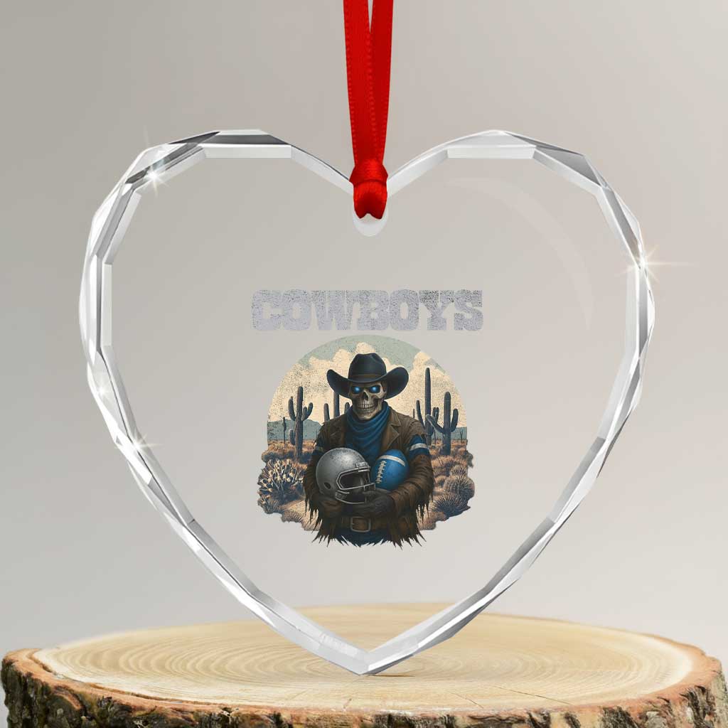 Skeleton Cowboy Football Player Heart Crystal Glass Ornament Western Fan Gift TS12 Transparent Glass 3'' Heart Print Your Wear